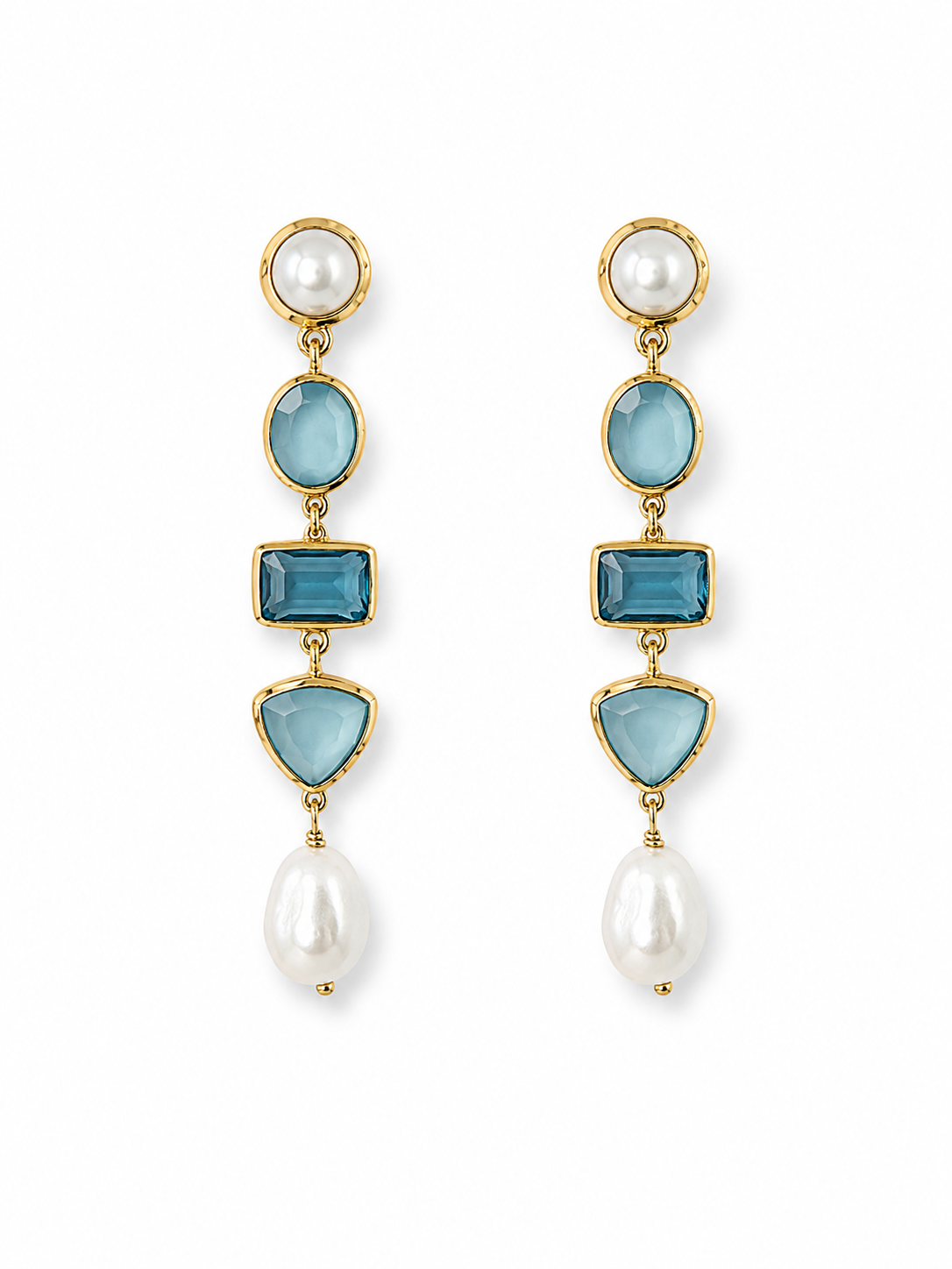 Chalcedony and Pearl Drop Earrings