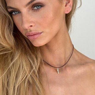 LEATHER AND DIAMOND NECKLACE