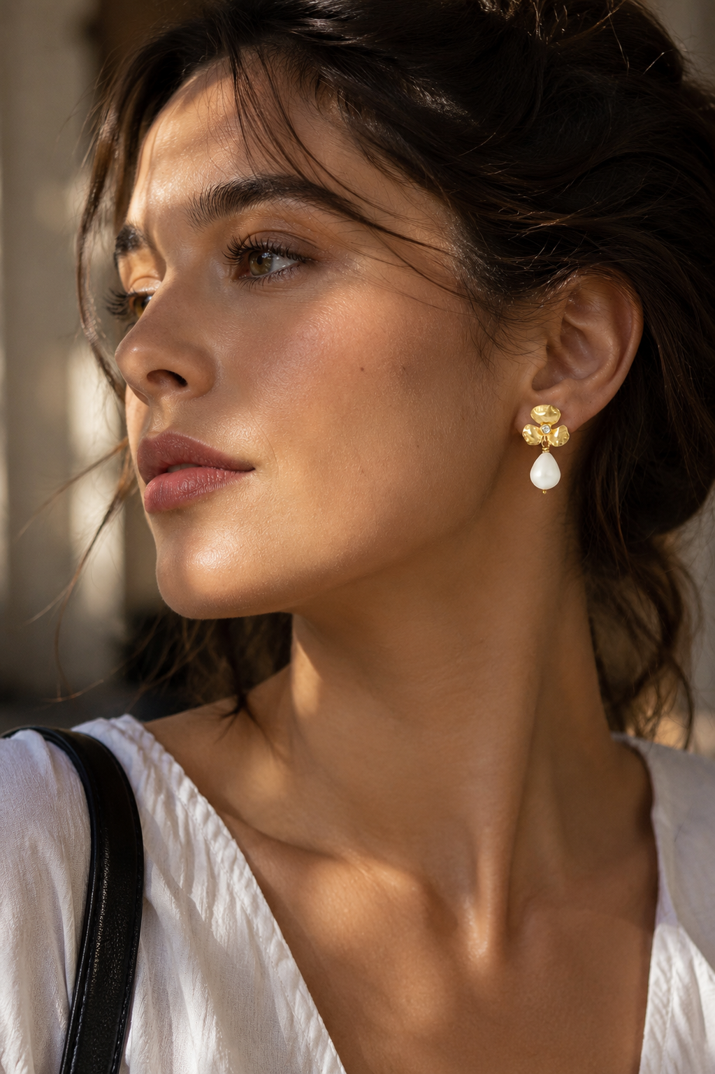 Yellow Gold Summer Pearl Clover Earrings
