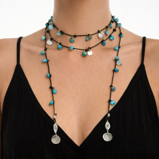 Evil Eye Silver and Turquoise Necklace