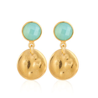 Aqua Chalcedony and Disc Earring
