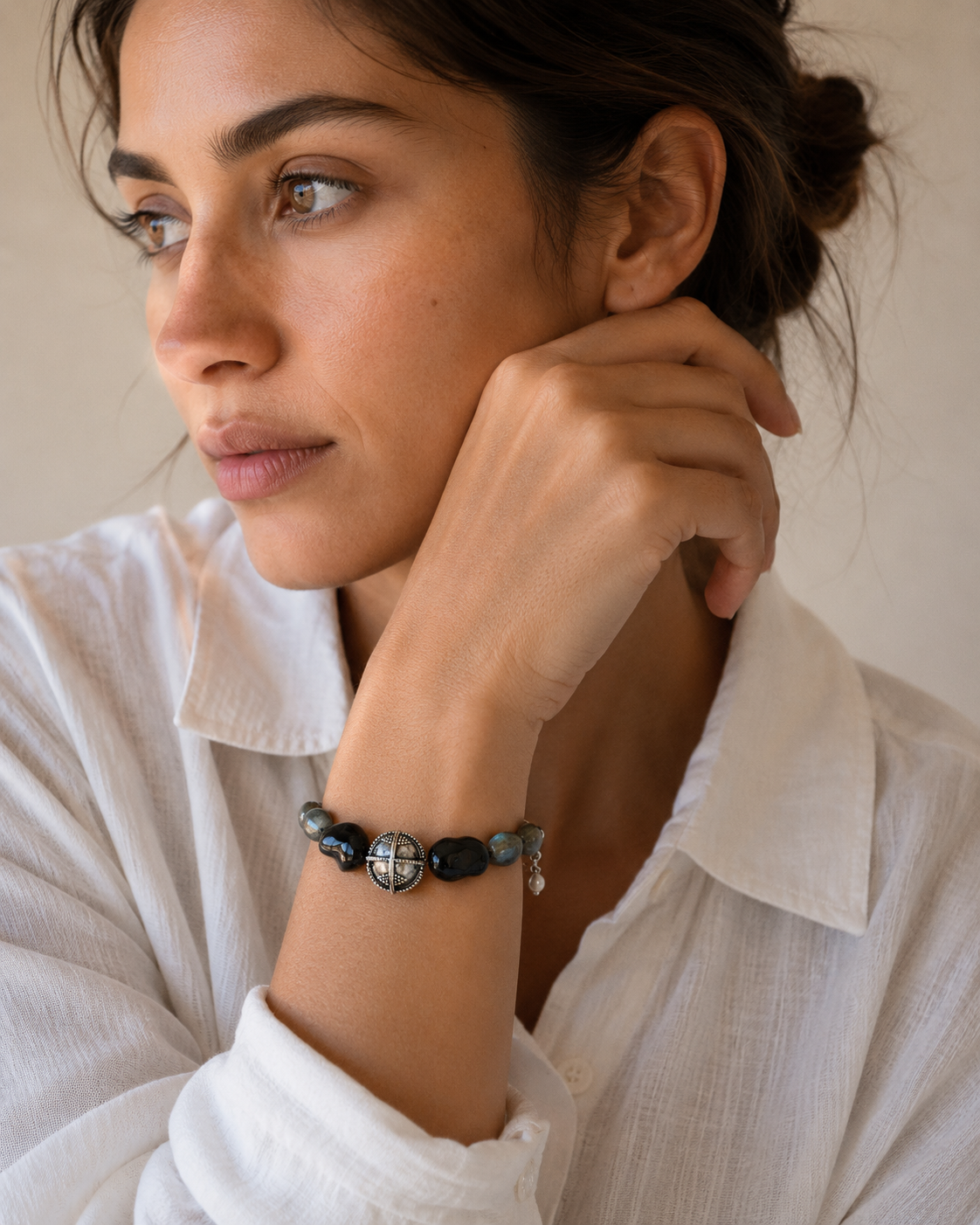 Black Onyx and Labradorite Bracelet