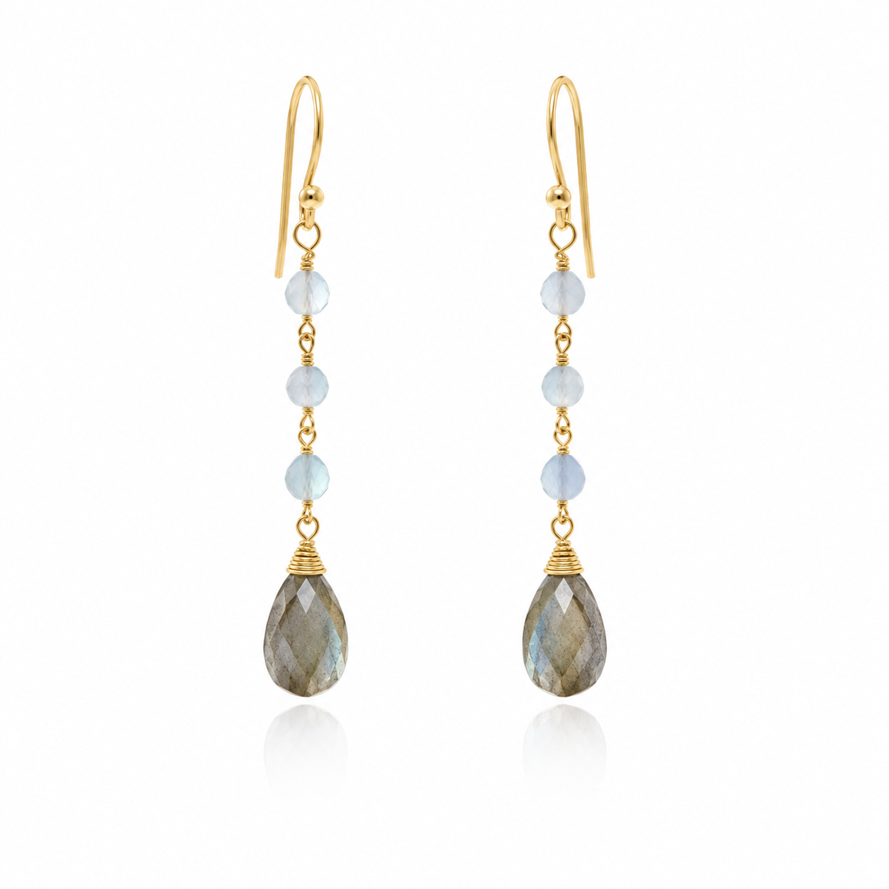 Labradorite and Blue Topaz Drop Earrings