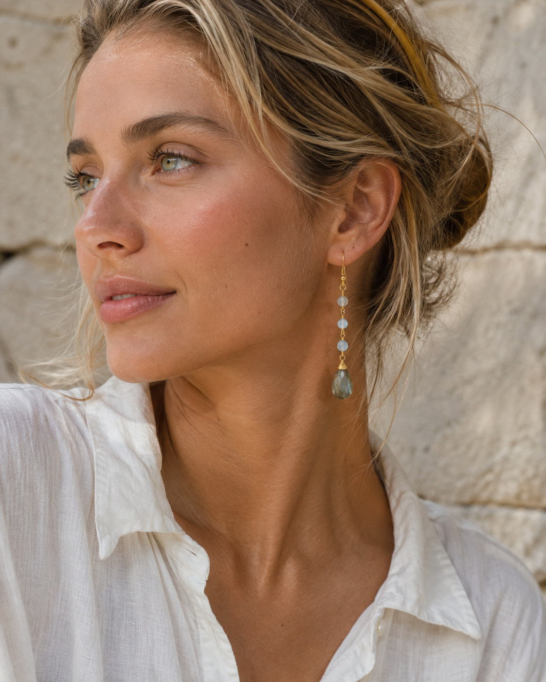 Labradorite and Blue Topaz Drop Earrings