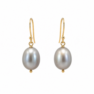 TEARDROP GREY PEARL EARRINGS