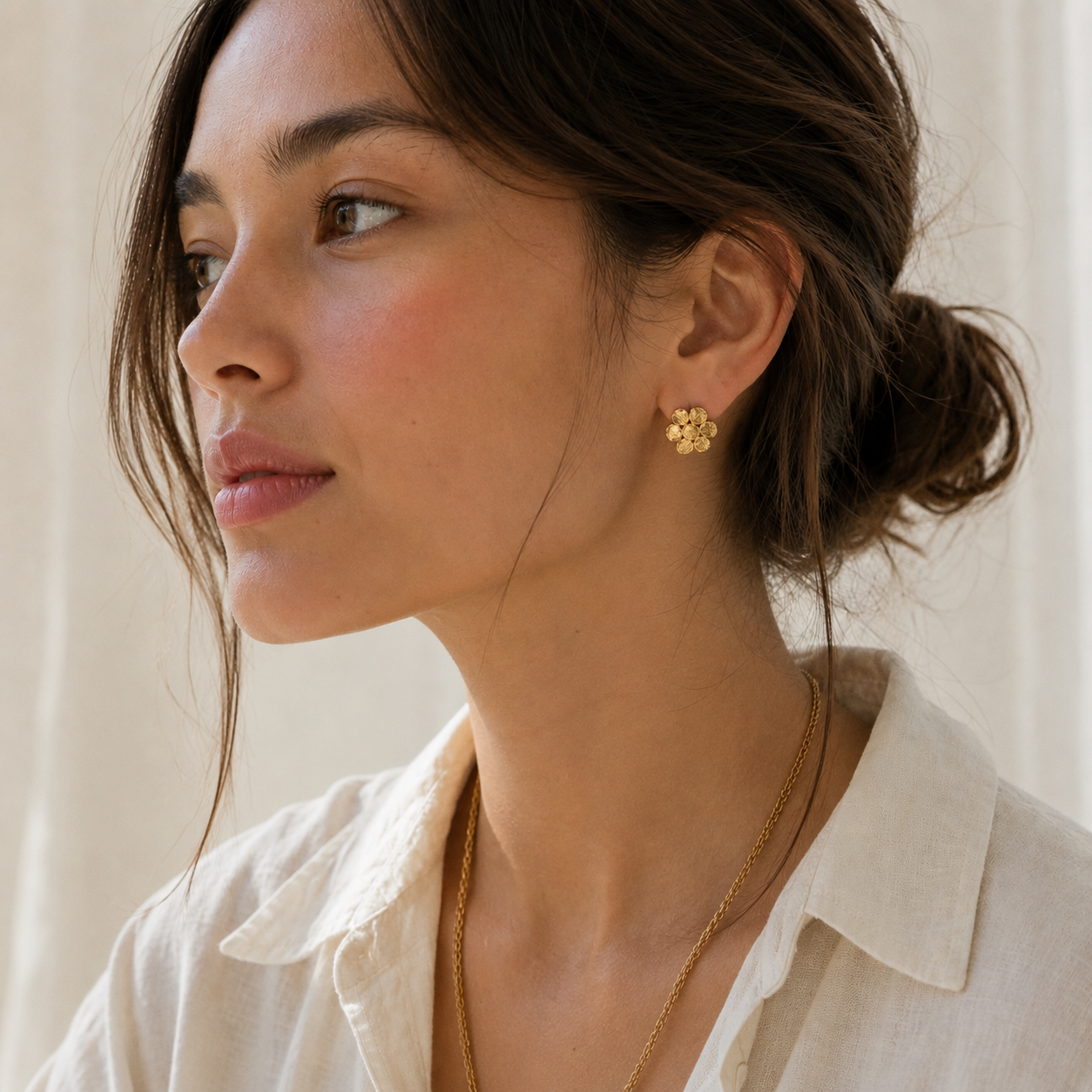 Gold Flower Stud Earrings