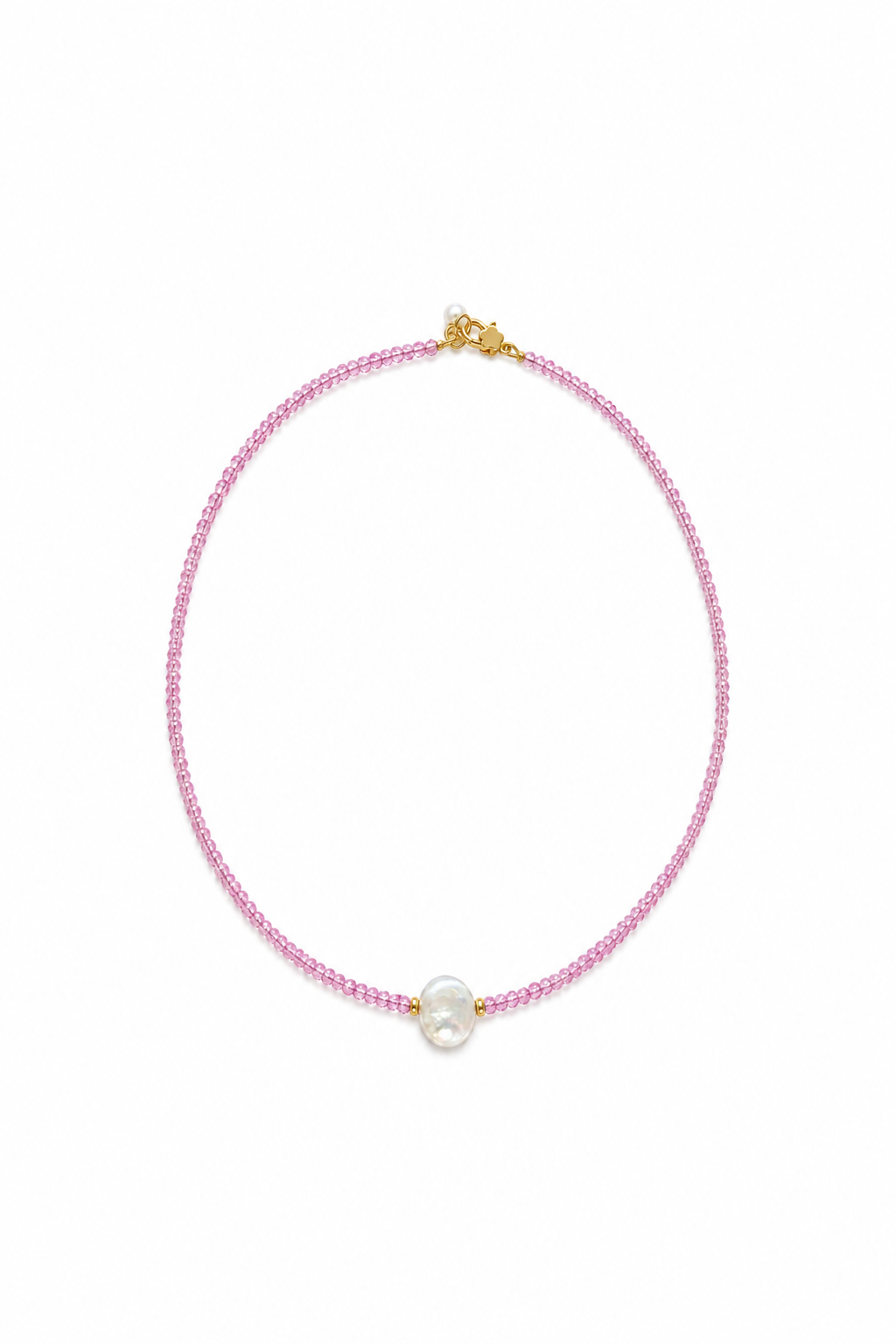 Pink Topaz and Coin Pearl