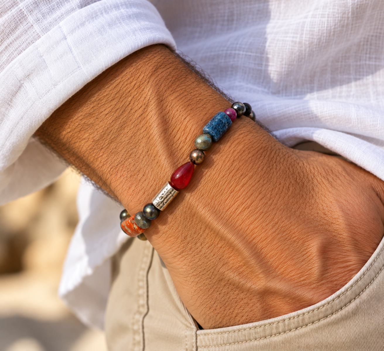 LABRADORITE PEARL BRACELET