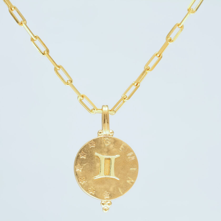 GOLD STAR ZODIAC PENDANT - GEMINI