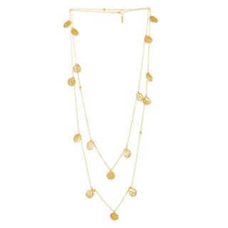 GOLD HAMMERED DISC WRAP NECKLACE