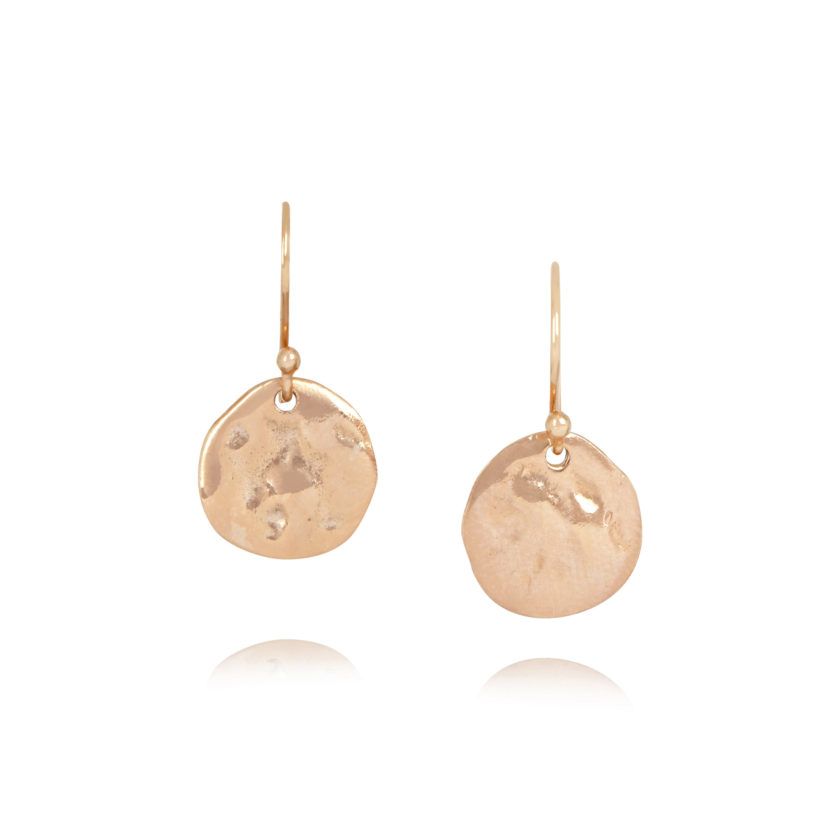 Small Hammered Rose Gold Disc Earrings