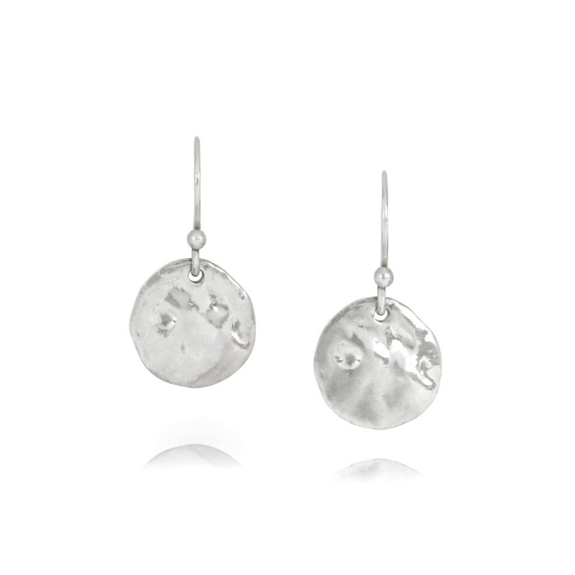Small Hammered Silver Disc Earrings