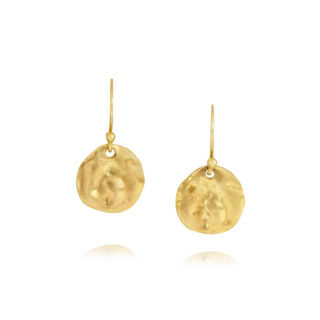 Small Hammered Yellow Gold Disc Earrings