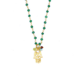 Hand Of Fatima and Green Onyx Necklace