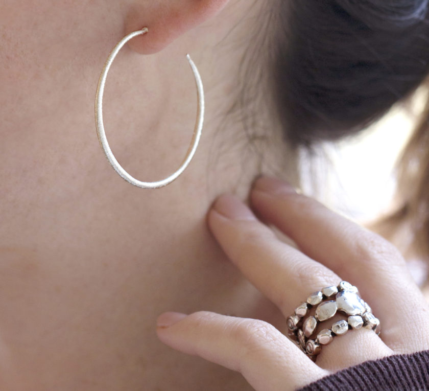 Brushed Medium Rose Gold Hoop Earrings