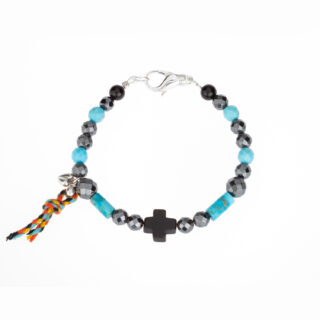 Black Cross and Turquoise Bracelet