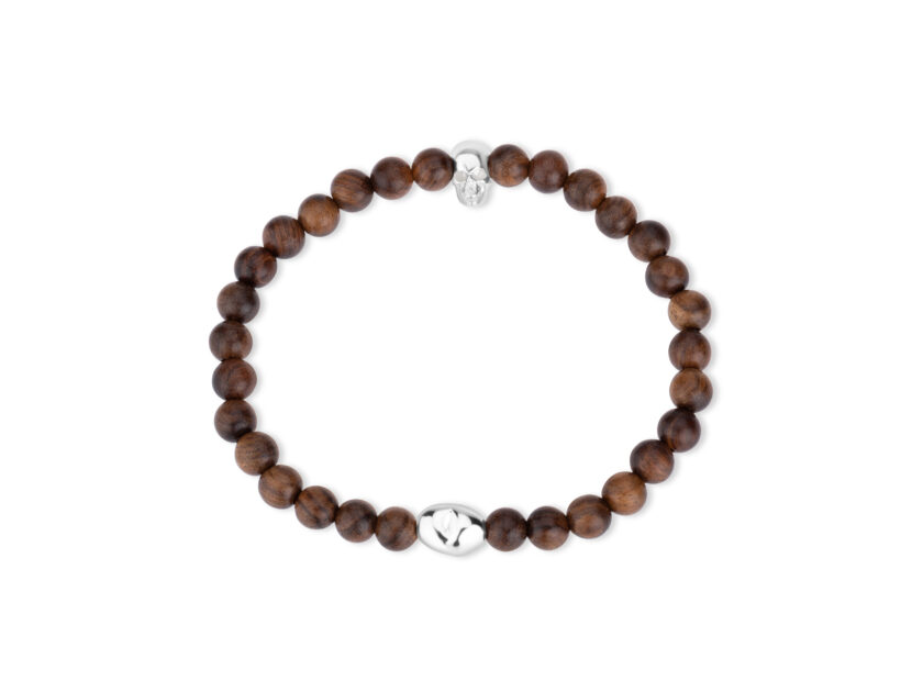 Wooden bead and silver nugget