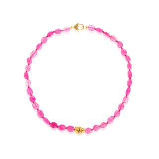 Pink Bean Evil Eye Necklace