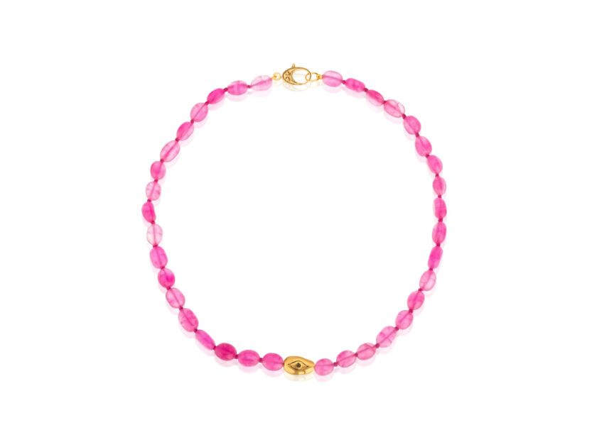 Pink Bean Evil Eye Necklace