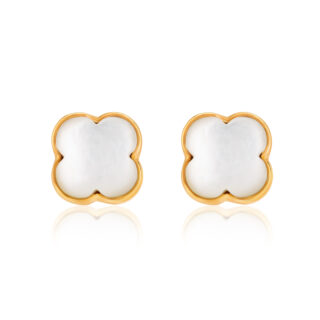 MOTHER OF PEARL CLOVER STUDS