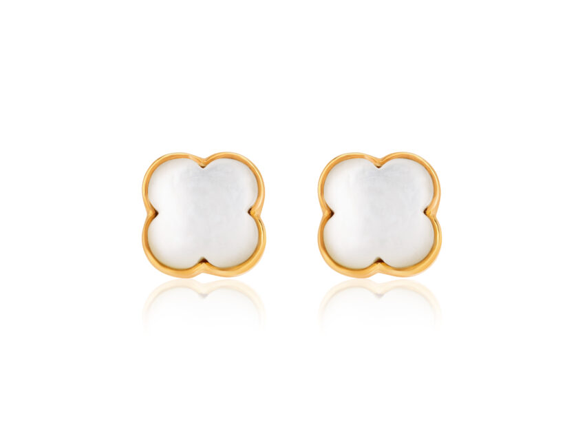 MOTHER OF PEARL CLOVER STUDS