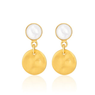 Mother of Pearl and Disc Drop Earrings