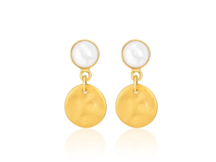 Mother of Pearl and Disc Drop Earrings