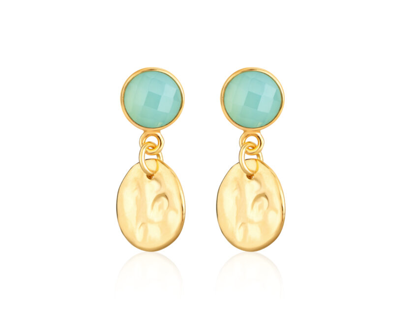 Aqua Chalcedony and Disc Earring
