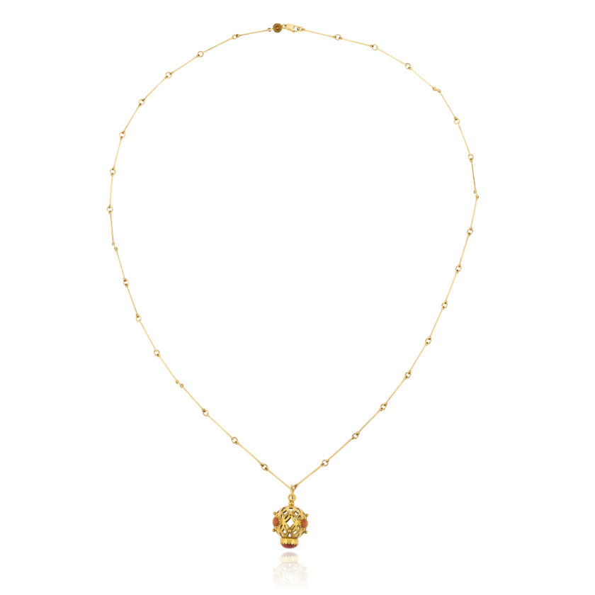 Coral Orb Gold Necklace