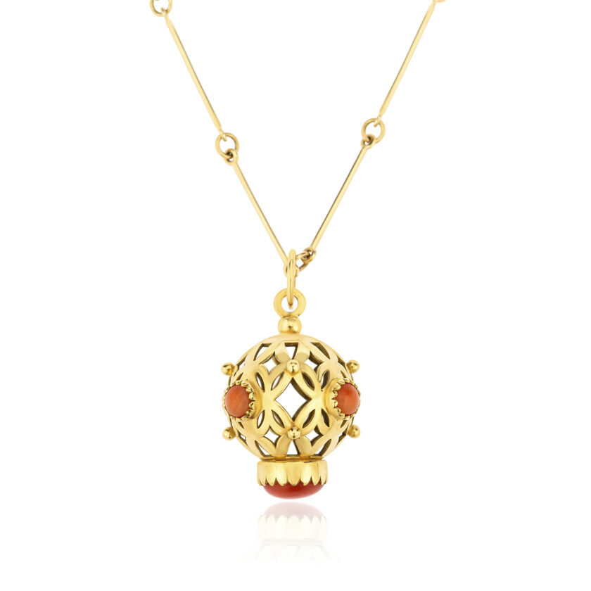 Coral Orb Gold Necklace