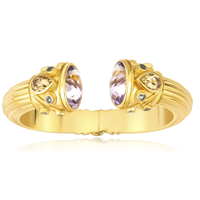 Gold Vermeil Amethyst, Citrine & Blue Topaz Satori Cuff