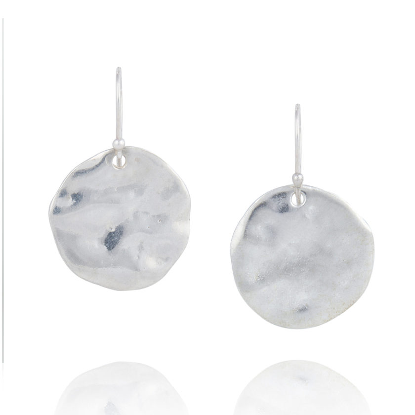 Large Hammered Silver Disc Earrings