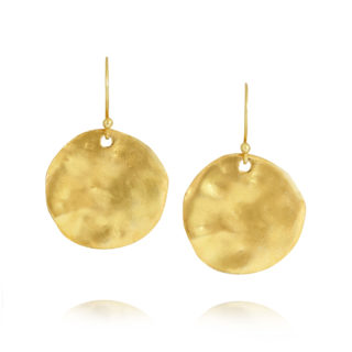 Large Hammered Yellow Gold Disc Earrings