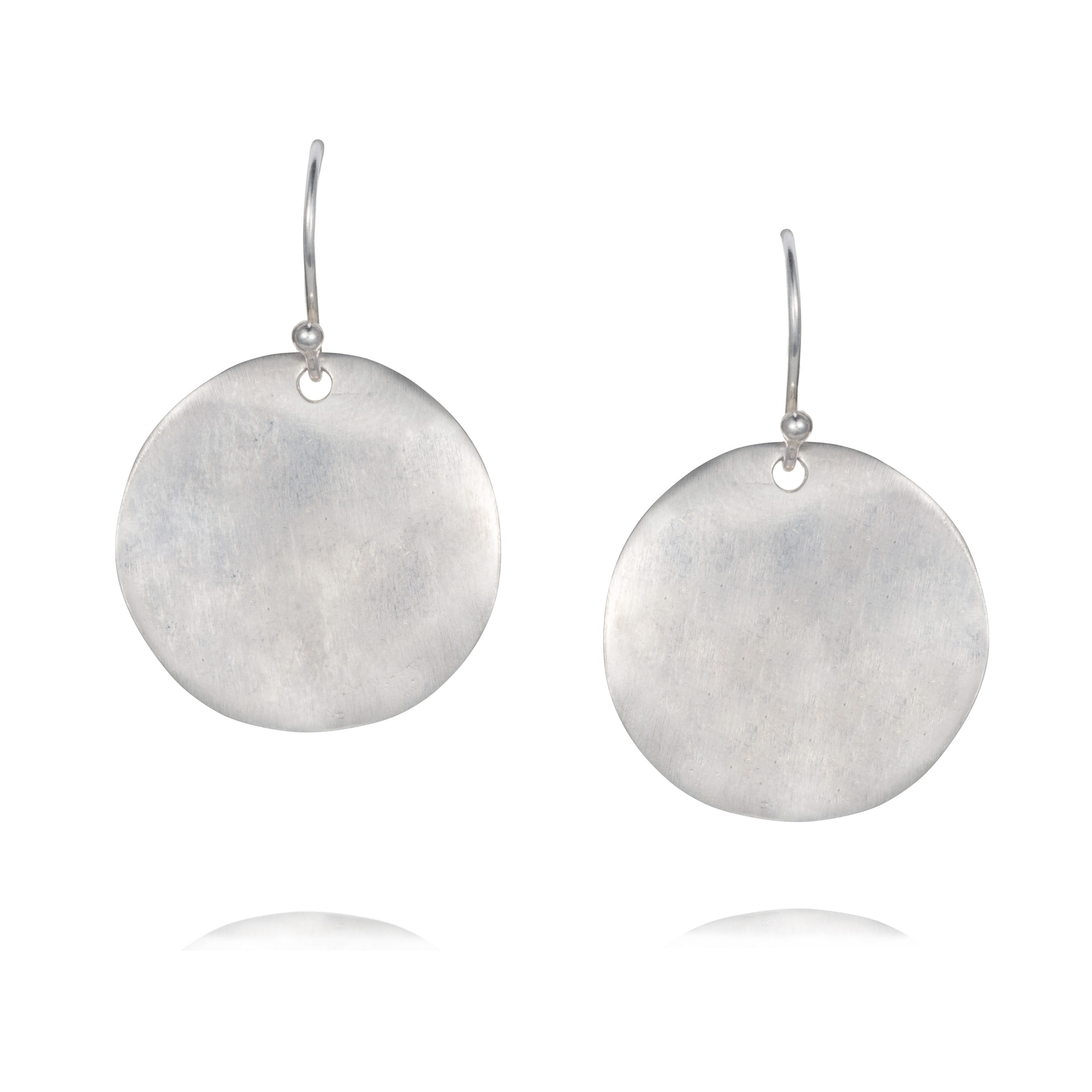 River Stone Large Smooth Silver Disc Earrings Van Peterson London Large Smooth Silver Disc Earrings