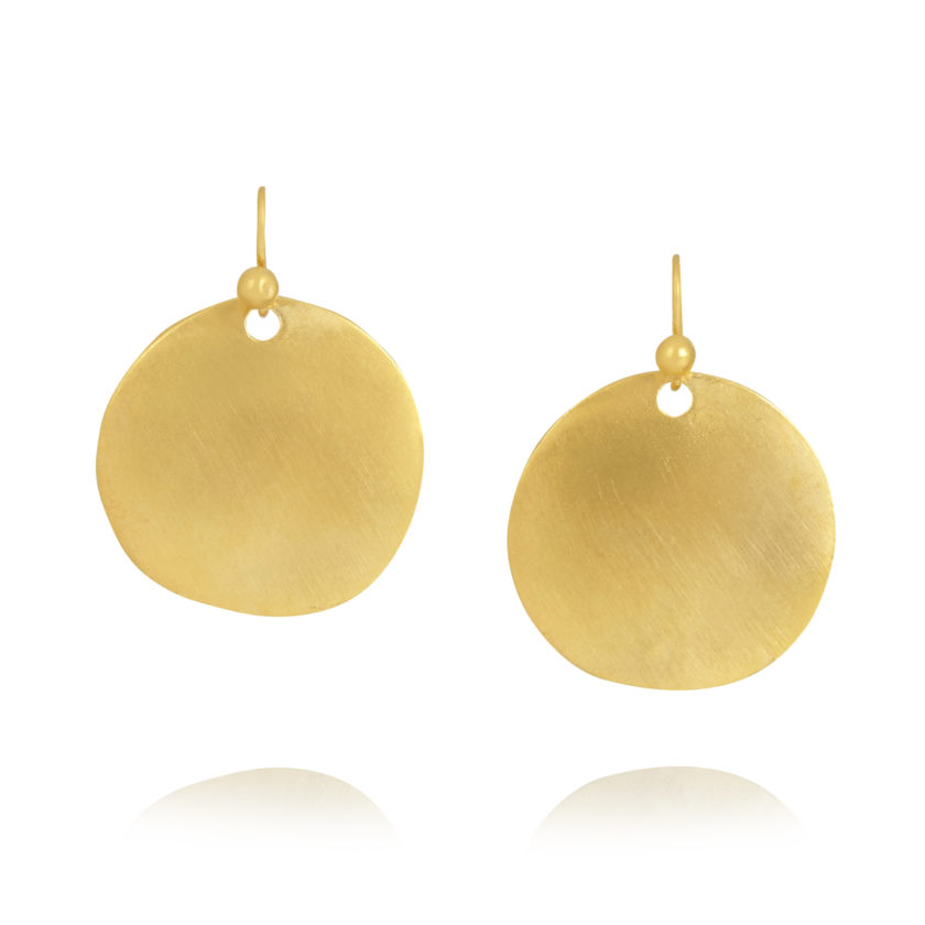 Large Smooth Yellow Gold Disc Earrings