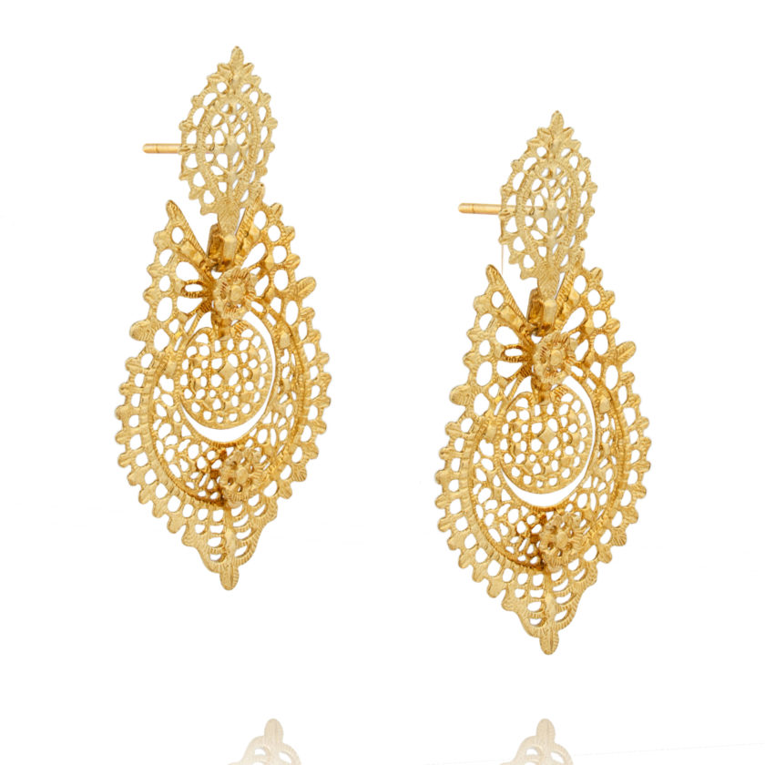Yellow Gold Filgree Earrings