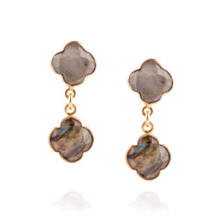 Labradorite Double Drop Irish Clover Earrings