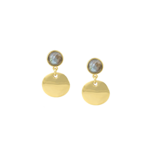 LITTLE ROCK GOLD DISC AND LABRADORITE EARRINGS