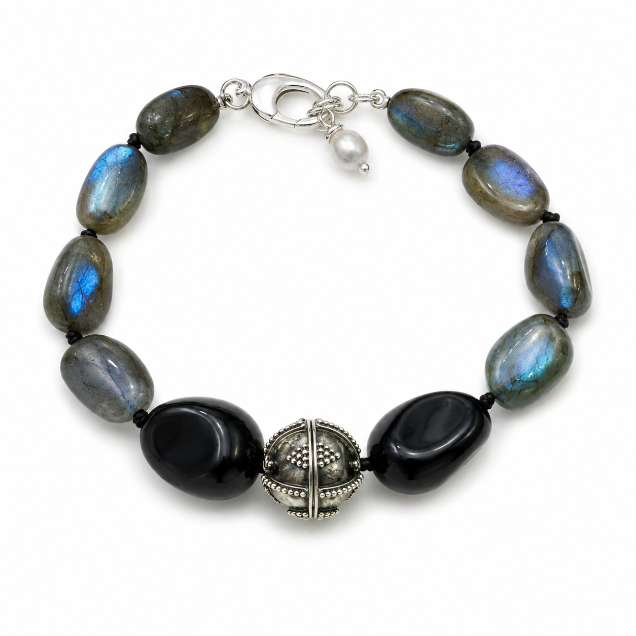Black Onyx and Labradorite Bracelet