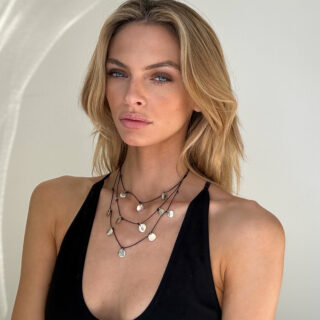 Santa Fe Silver Disc Leather Wrap Necklace