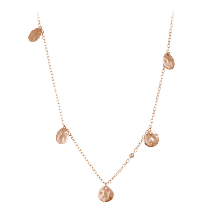 Hammered disc chain wrap necklace