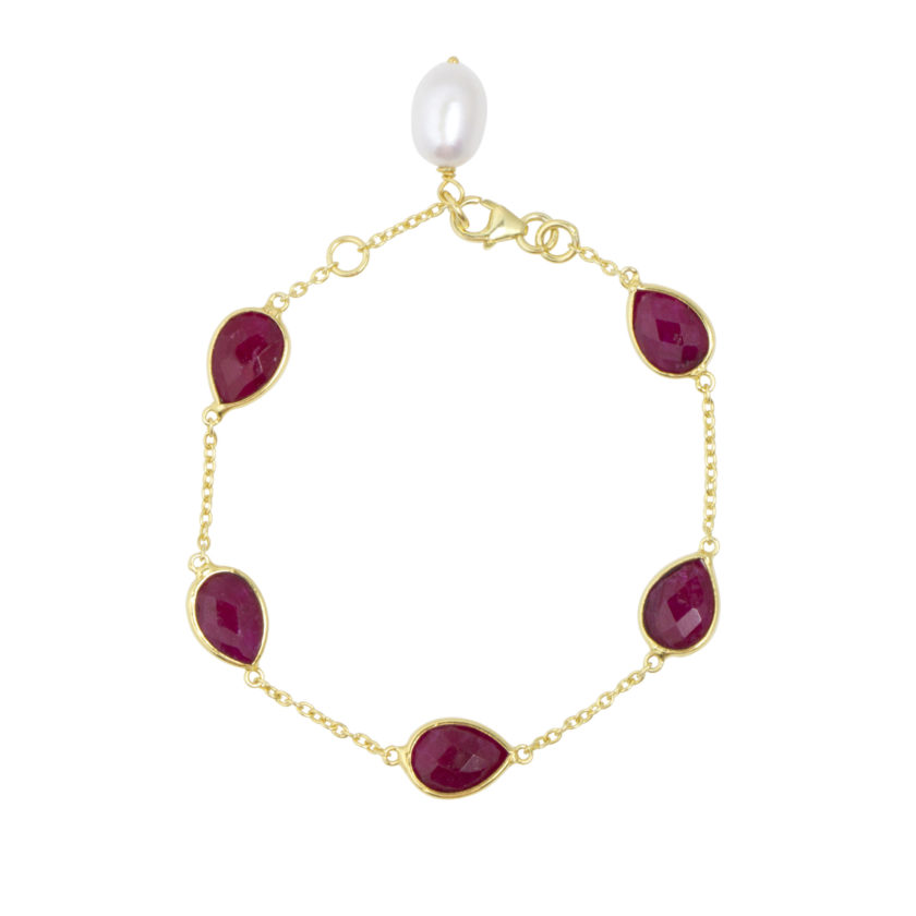 Ruby Teardrop Chain Bracelet