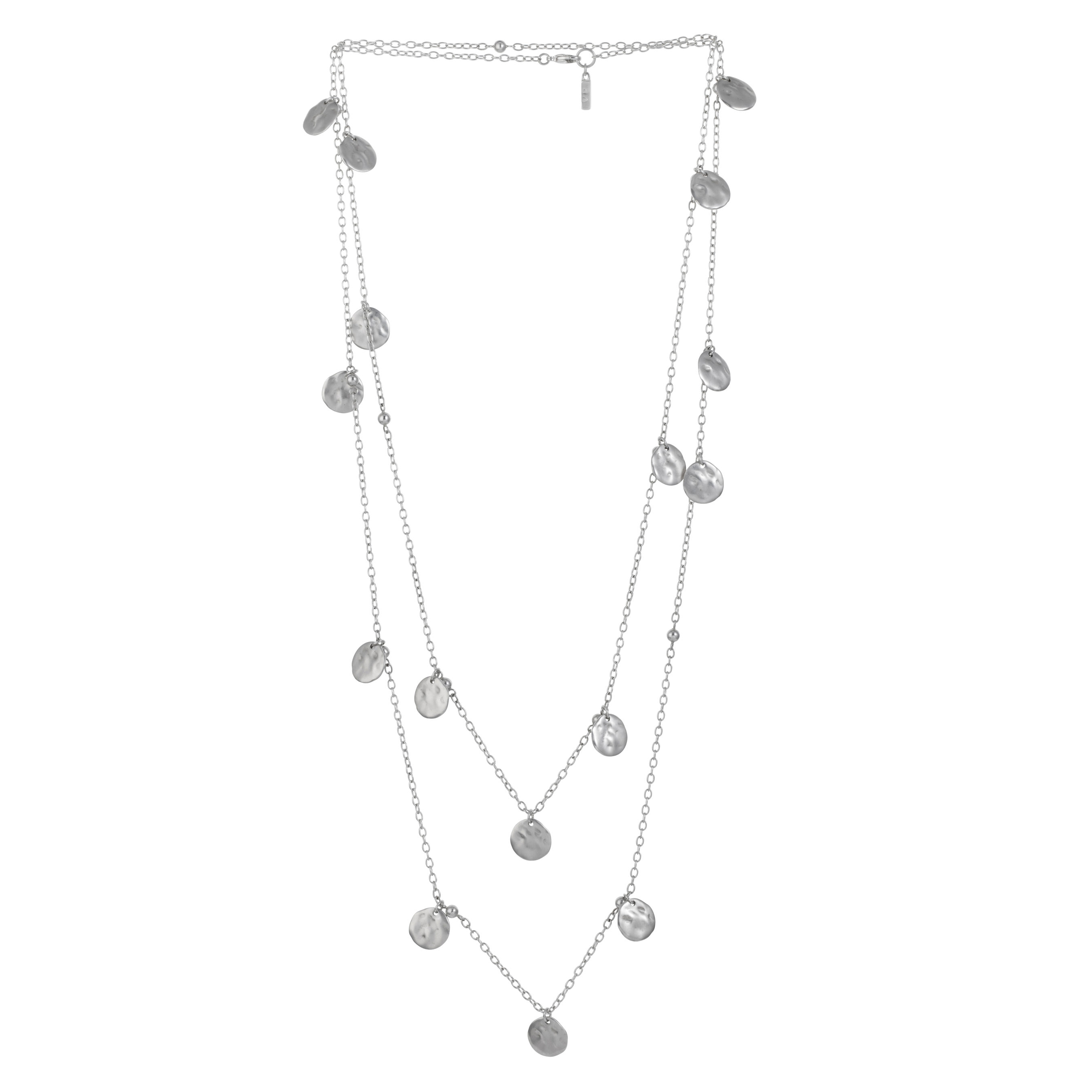 Silver Hammered Disc Chain Wrap Necklace | Van Peterson London
