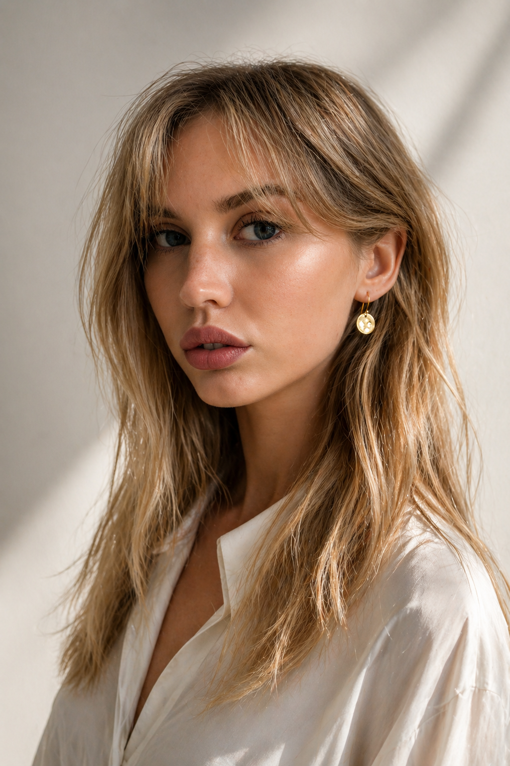 River Stone Small Hammered Yellow Gold Disc Earrings