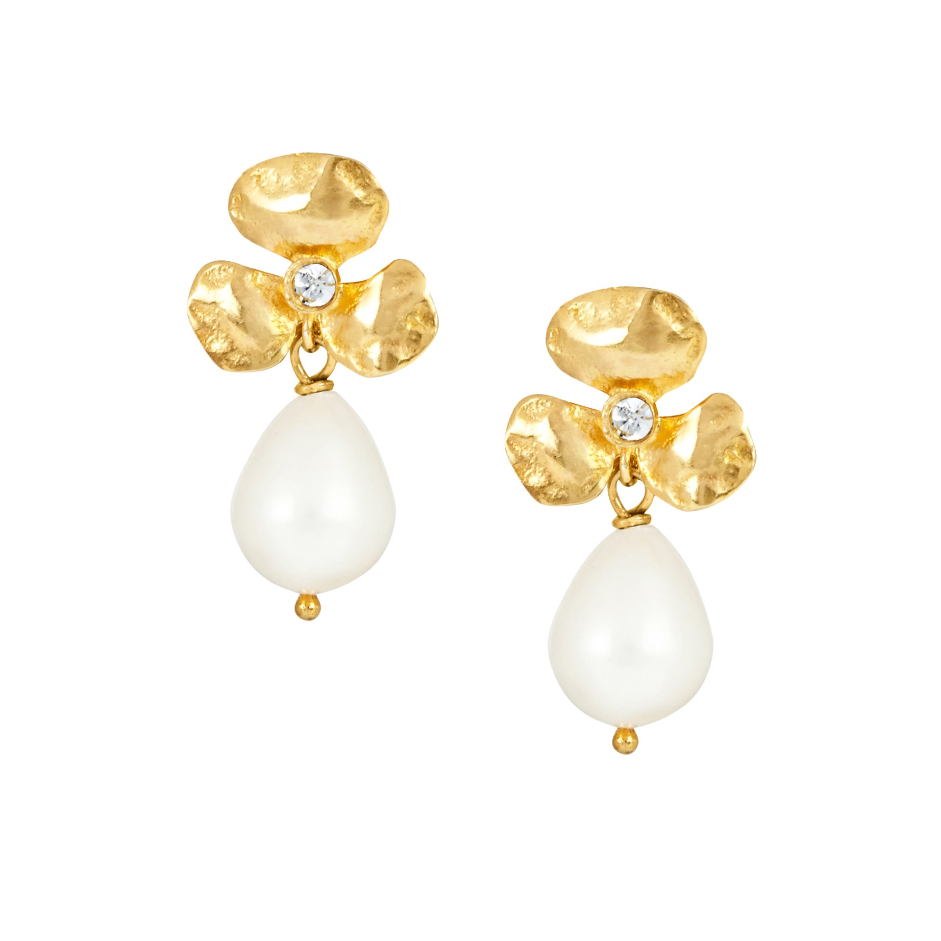 Yellow Gold Summer Pearl Clover Earrings