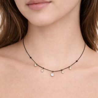 Leather and Sparkle Necklace