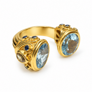 Gold Vermeil Blue Topaz Deja Vu Ring