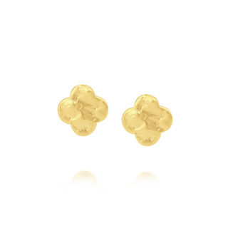 Yellow Gold Irish Clover Stud Earrings