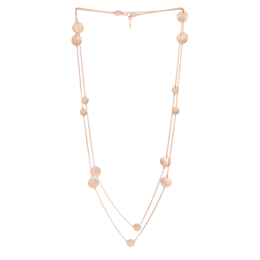 Rose Gold Disc Chain Wrap Necklace