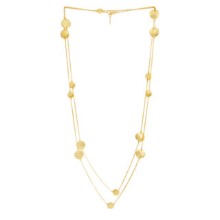 River Stone Yellow Gold Disc Chain Wrap Necklace